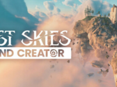 Bannière promotionnelle pour Lost Skies : Island Creator, montrant des îles célestes flottantes et des ruines anciennes suspendues au-dessus des nuages (Source de l'image : Bossa Studios via Steam)