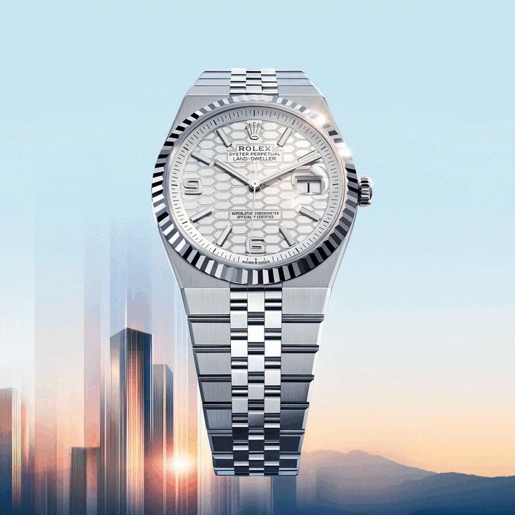 La Rolex Land-Dweller est dotée d'un nouveau bracelet classique à cinq maillons intégré Flat Jubilee (Image source : Rolex)