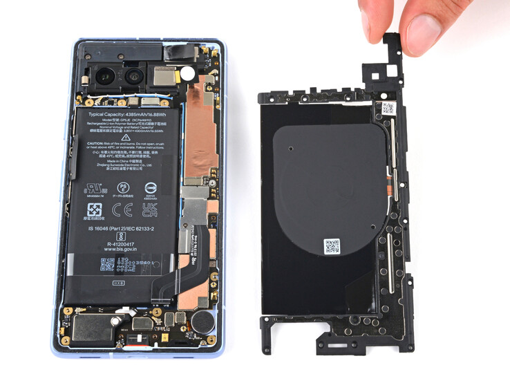 Remplacer la batterie du Pixel 7a n'est pas une tâche facile. (Source de l'image : iFixit)